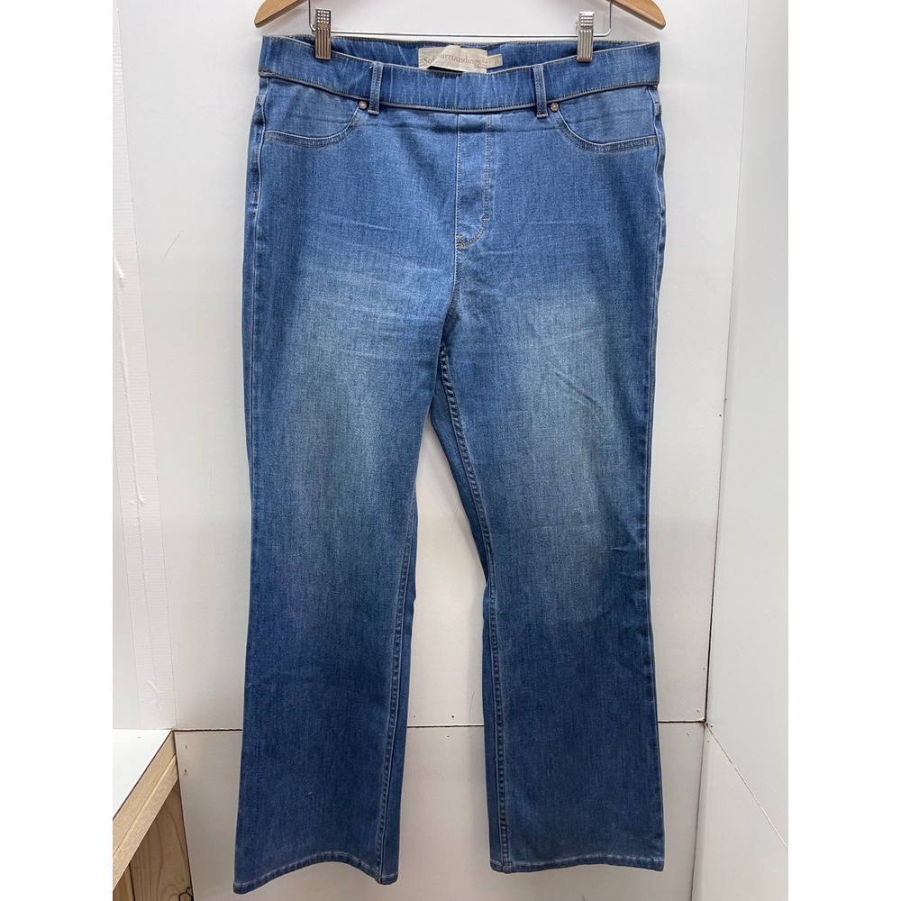 Soft Surroundings Womens Medium Wash Pull On Bootcut Stretch Denim Jeans Size L